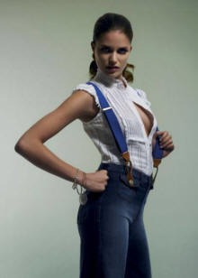 High waist jeans �38 �57 Braces �12 �18 White cotton blouse �25 �37